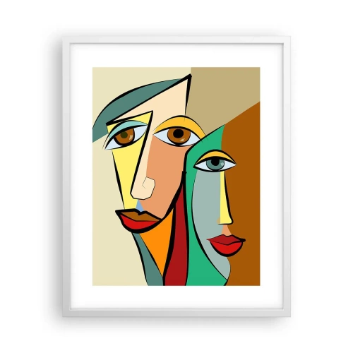 Poster în ramă albă - Cuplu cubist - 40x50 cm