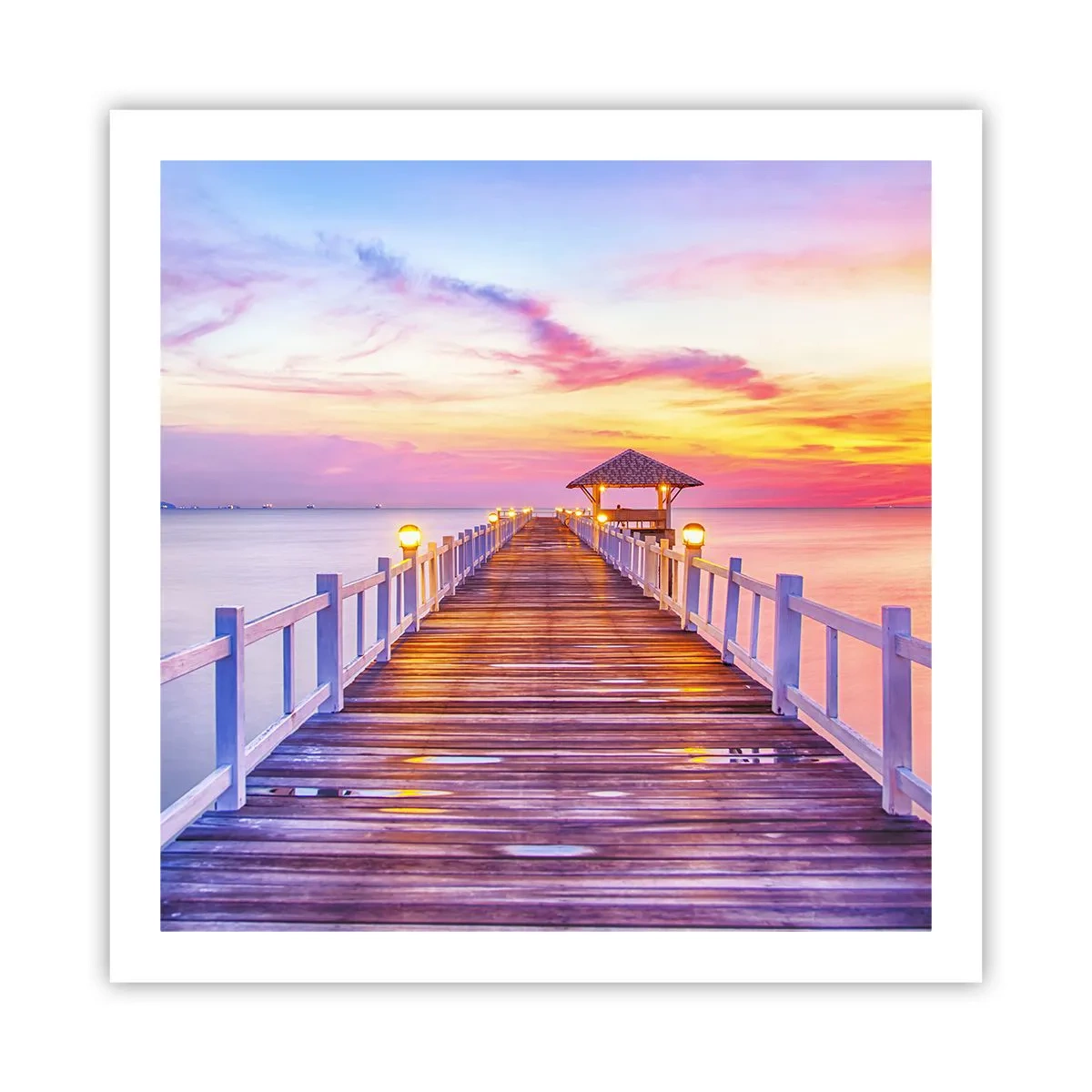 Poster - Tăcerea serii în liliac-auriu - 60x60 cm