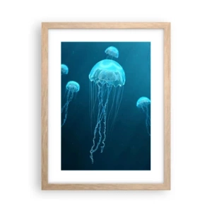 Poster în ramă de stejar deschis - Dansul oceanic - 30x40 cm