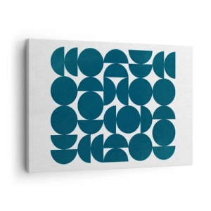 Tablou pe pânză Canvas - Forme geometrice în nuanțe de albastru marin pe fundal alb - 70x50cm - Cercuri și semicercuri - Decorațiune modernă pentru perete pentru living și dormitor ARTTOR