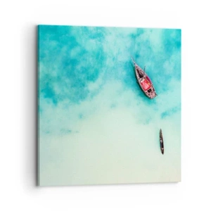 Tablou pe pânză - Pe plajele din Zanzibar, când apele în exces... - 70x70 cm