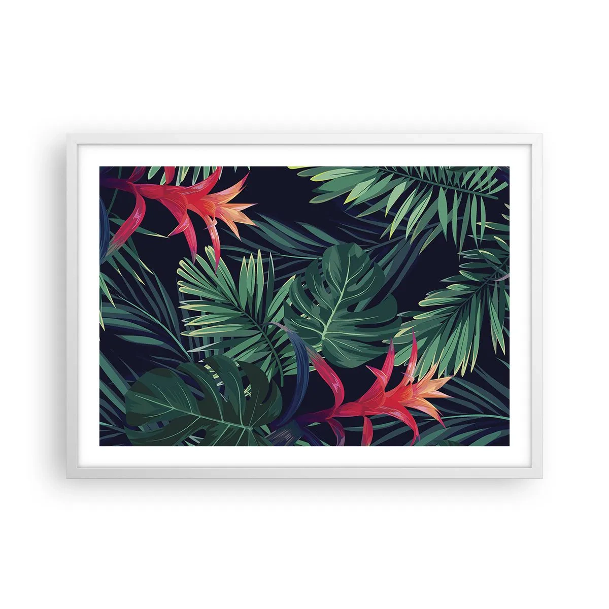 Poster în ramă albă - Flacăra verde - 70x50 cm