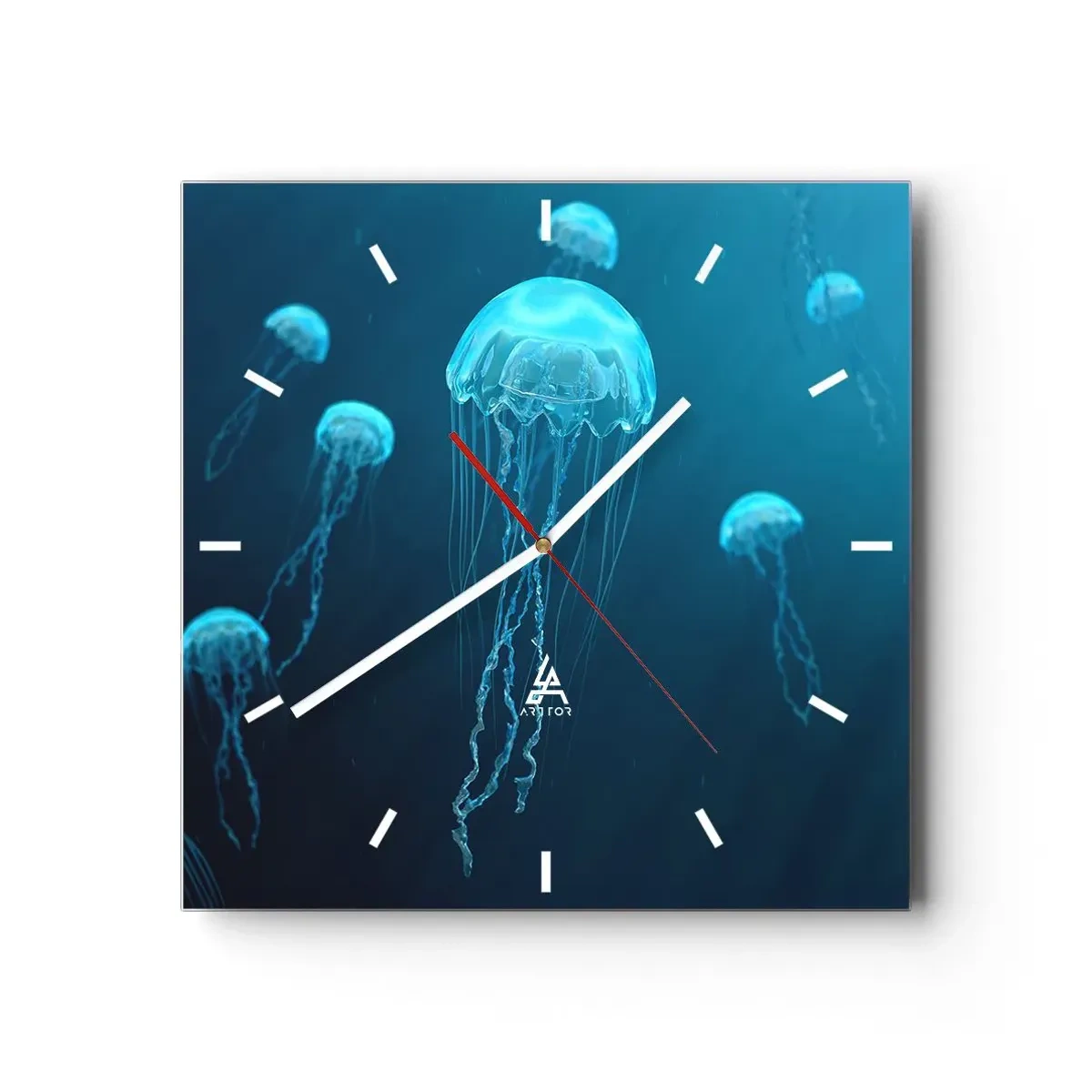 Ceas de perete - Ceas pe sticlă - Dansul oceanic - 40x40 cm