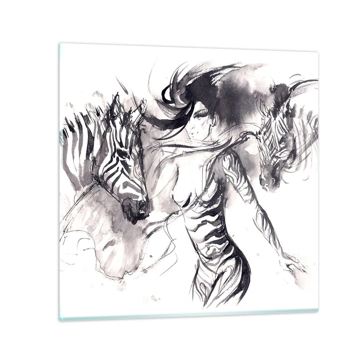 Tablou pe sticlă - Dansând cu zebrele - 30x30 cm