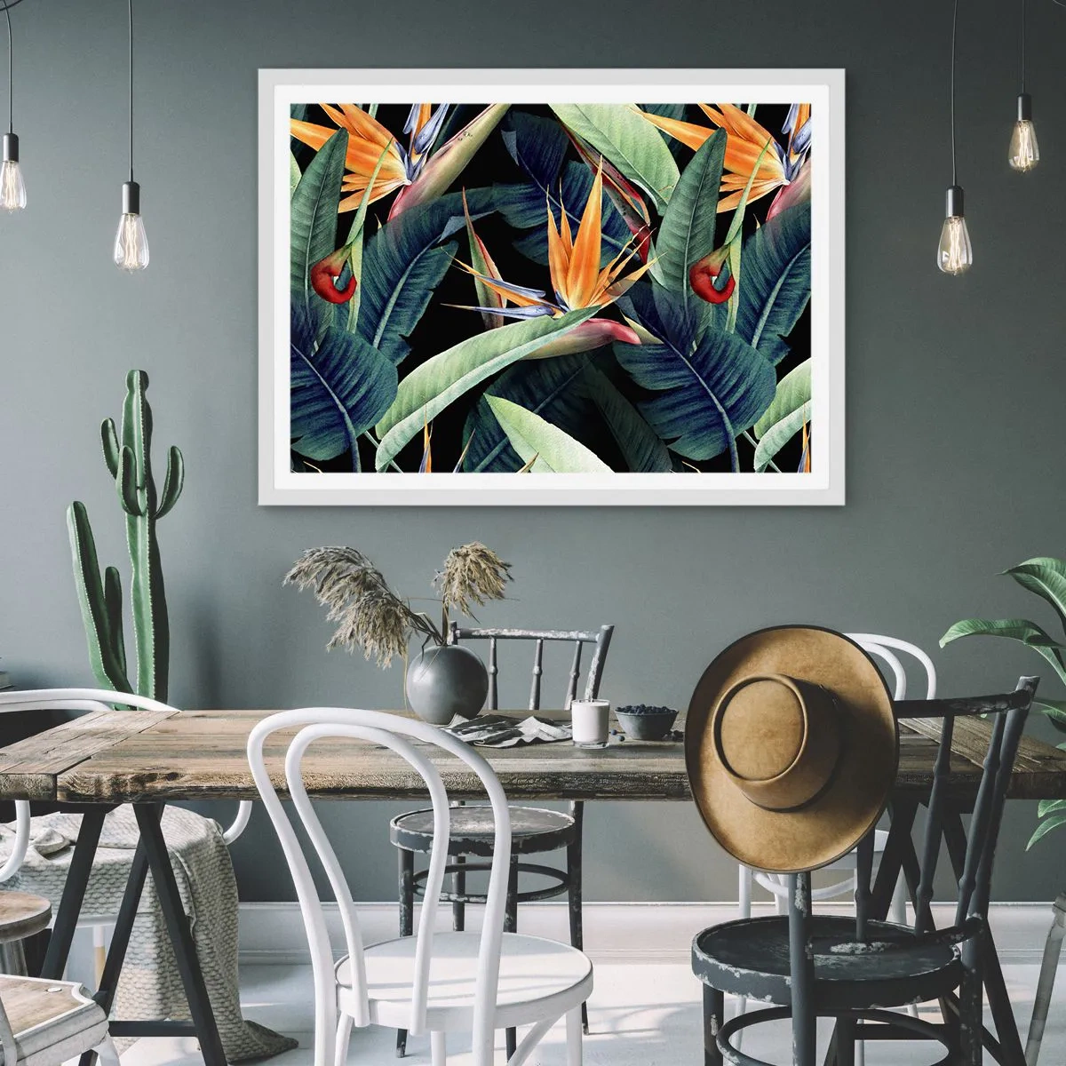 Poster în ramă albă - Florile de flacără ale tropicelor - 100x70 cm