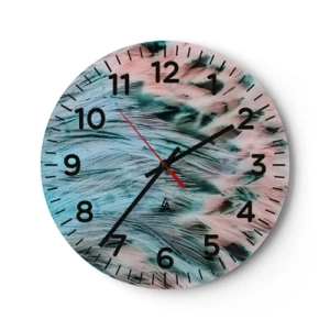 Ceas de perete - Ceas pe sticlă - Puful roz și safir - 30x30 cm