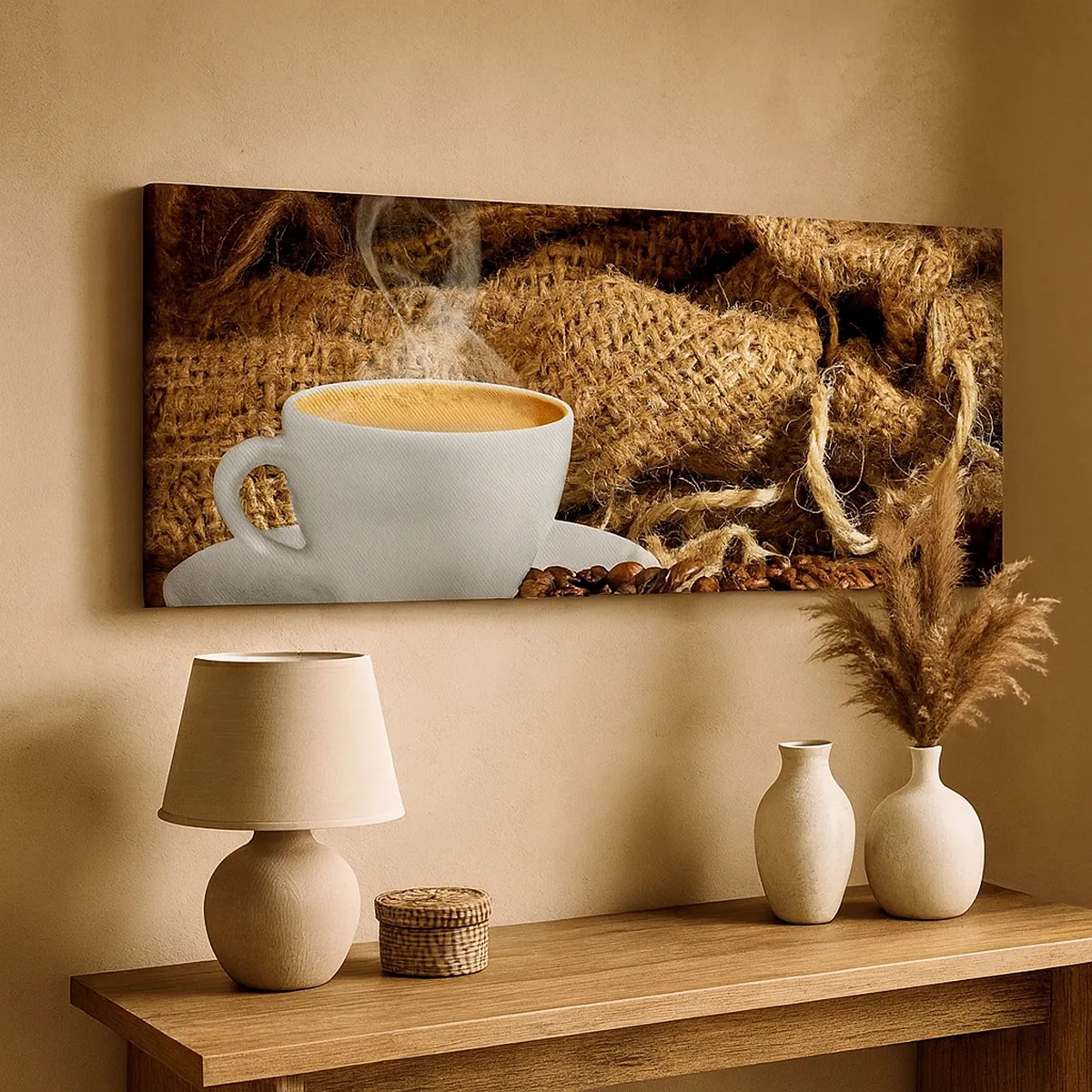 Tablou pe pânză - Mirosul de mokka și densitatea lichidului de miere - 30x30 cm