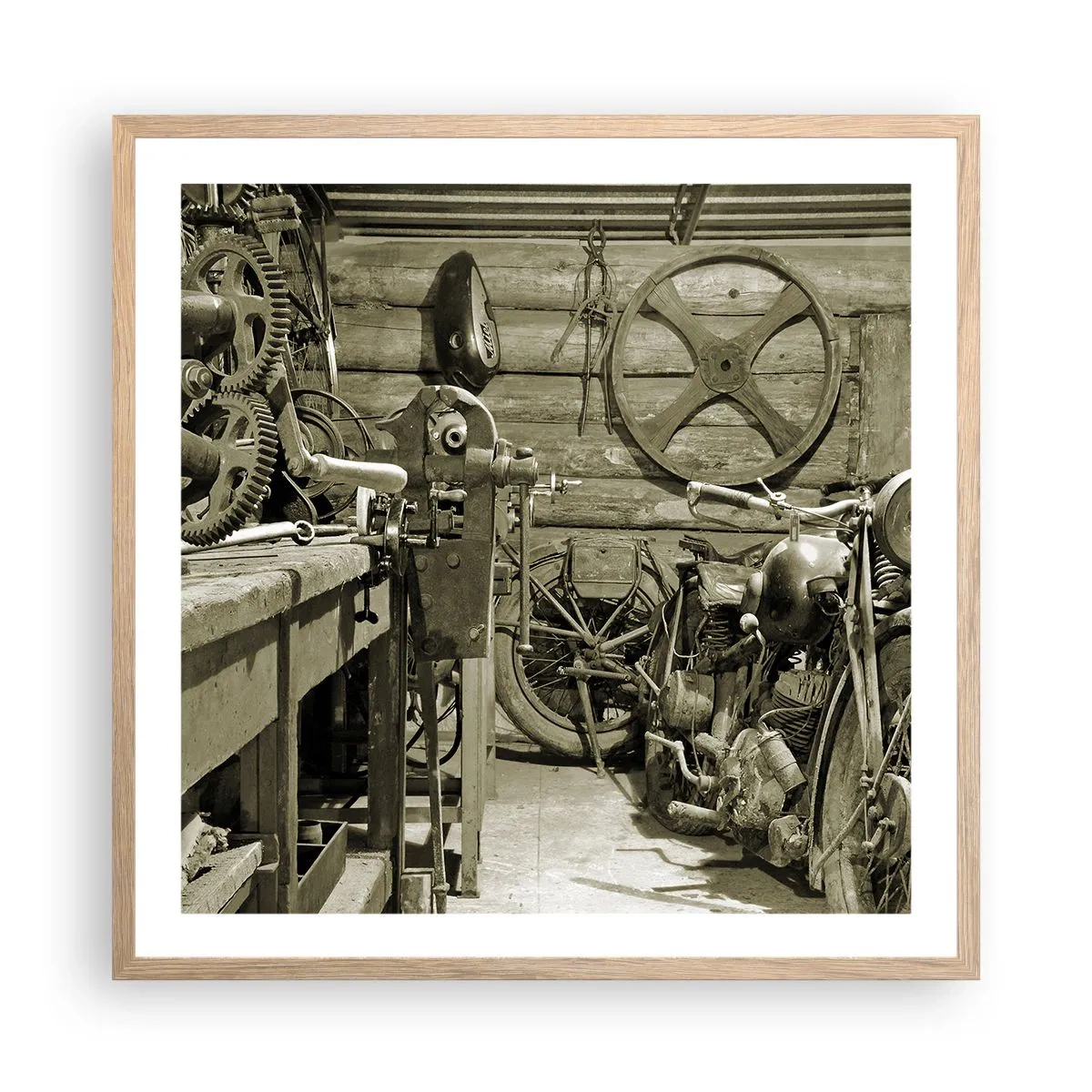 Poster în ramă de stejar deschis - În șopronul unchiului Vlad - 60x60 cm