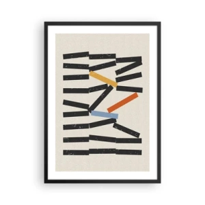 Poster în ramă neagră - Compoziție geometrică abstractă cu accente colorate - 50x70cm - Domino - compoziție - Decorațiune modernă pentru perete pentru living și dormitor ARTTOR