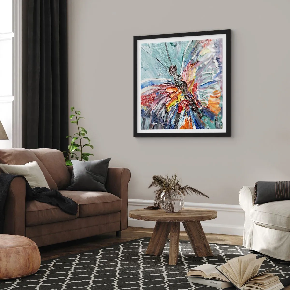 Poster în ramă neagră - Pictat de natura - 40x40 cm