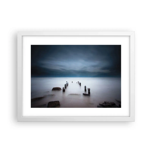 Poster în ramă albă - Un lac în ceața calmă - 40x30 cm