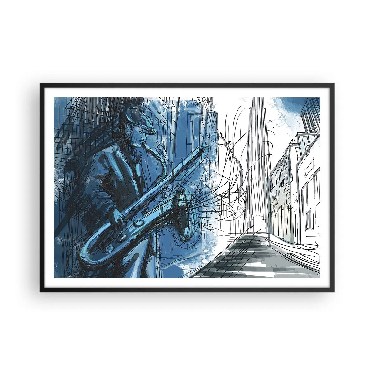 Poster în ramă neagră - Rapsodie urbană - 100x70 cm