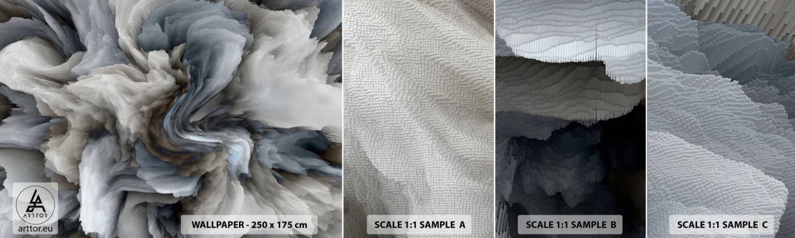 Mostră tapet autocolant Deluxe Sticker - Piatră și floare - 3D, Tridimensional, Bucată - 100x30 cm