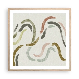 Poster în ramă de stejar deschis - Dansul vesel al abstracției - 60x60 cm