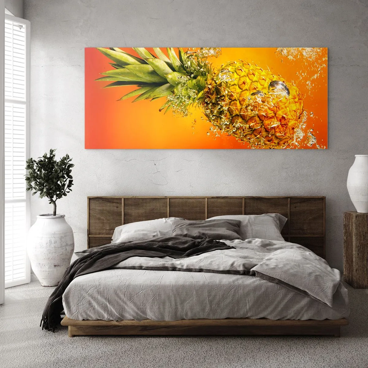 Tablou pe sticlă - Prospețime suculentă tropicală - 90x30 cm