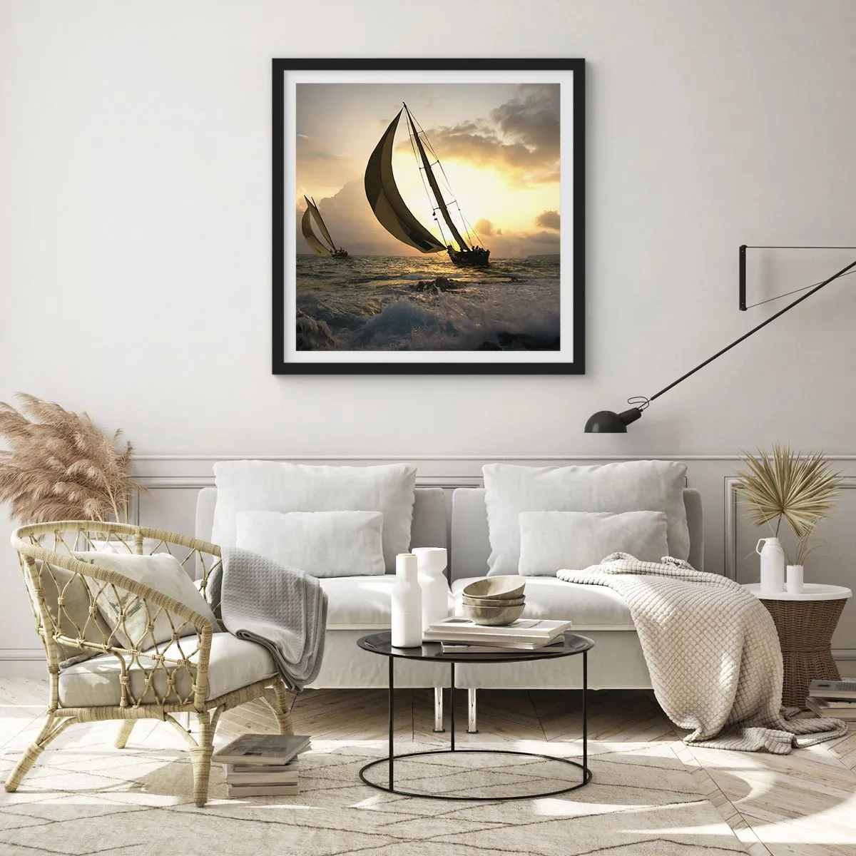 Poster în ramă neagră - Vânt în jos și în sus - 30x30 cm