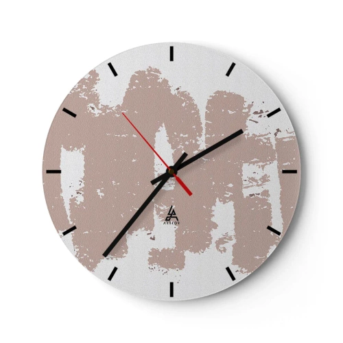 Ceas de perete - Ceas pe sticlă - Abstracție texturală în nuanțe de roz pudră - 30x30cm - Abstracție în roz moale - Decorațiune modernă pentru perete pentru living, bucătărie și dormitor ARTTOR