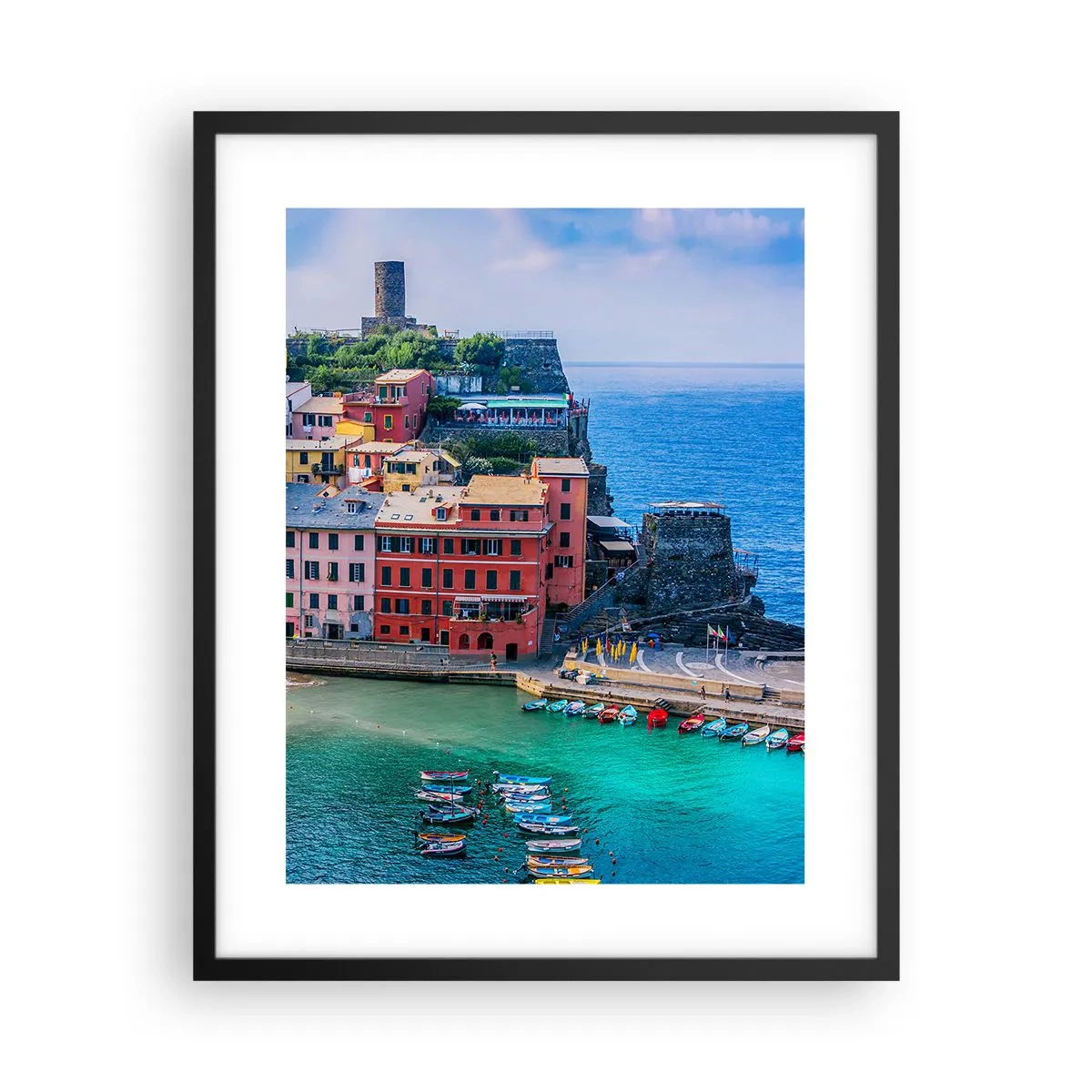 Poster în ramă neagră - Orașul mediteraneean magic - 40x50 cm