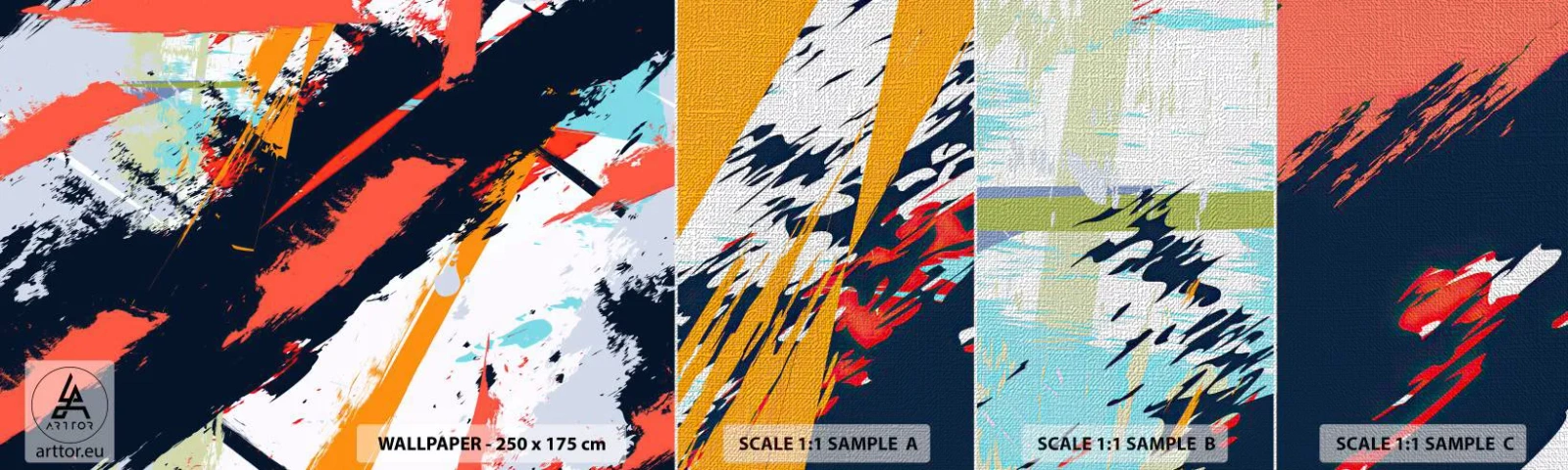 Mostră tapet Premium Canvas - Compoziție dinamică - Abstracția, Graffiti, Bucată - 100x30 cm