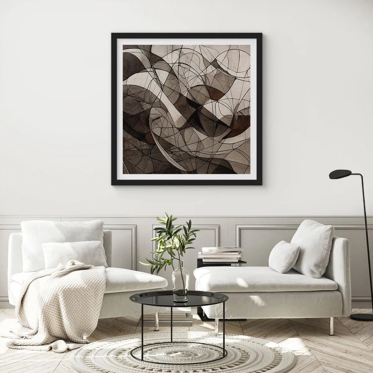 Poster în ramă neagră - Circulația culorilor pământului - 30x30 cm