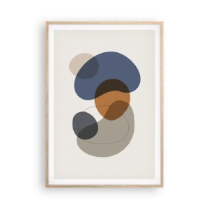 Poster în ramă de stejar deschis - Picături de culoare - 70x100 cm