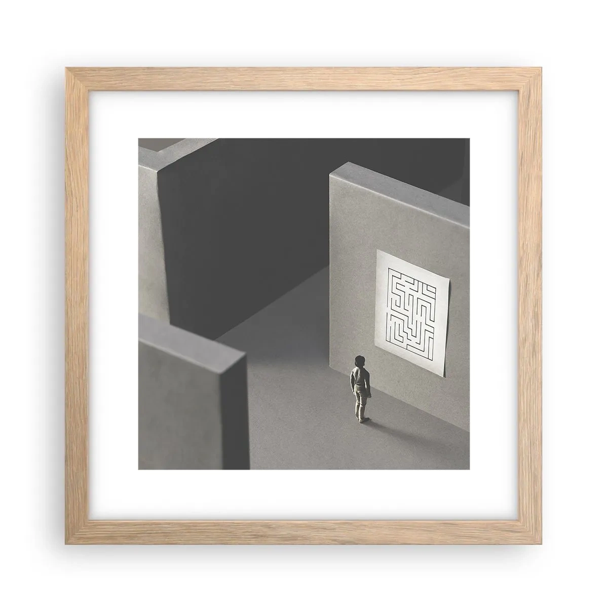 Poster în ramă de stejar deschis - Dar unde sunt? - 30x30 cm