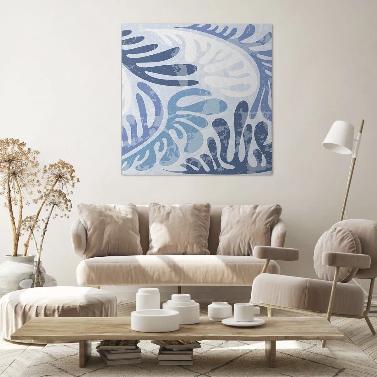 Tablou pe pânză - Ferigi albastre - 40x40 cm