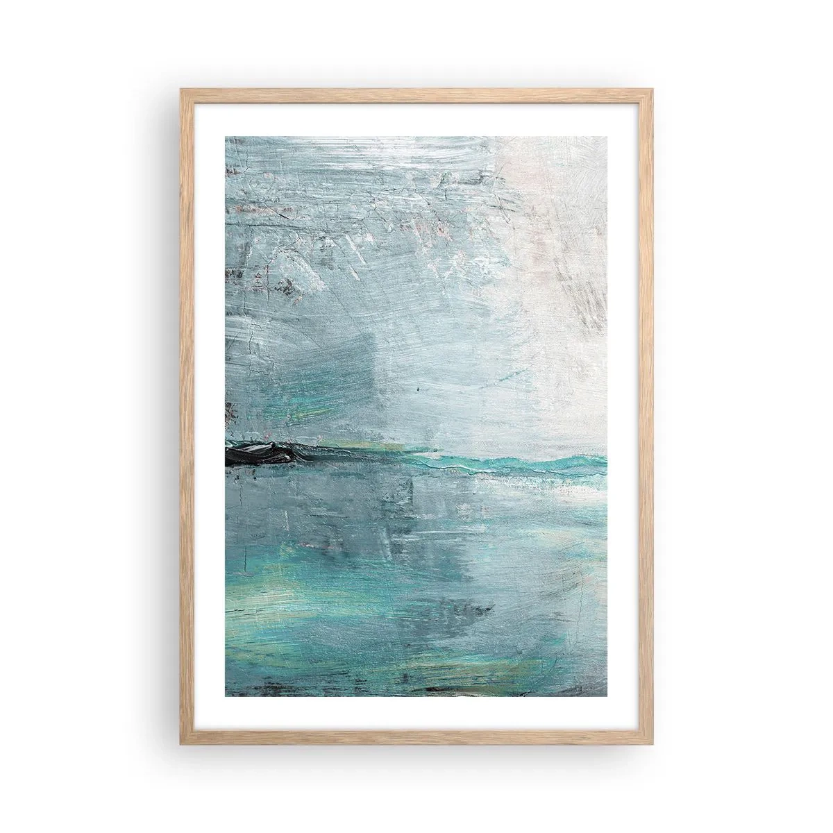 Poster în ramă de stejar deschis - Orizontal în albastru - 50x70 cm