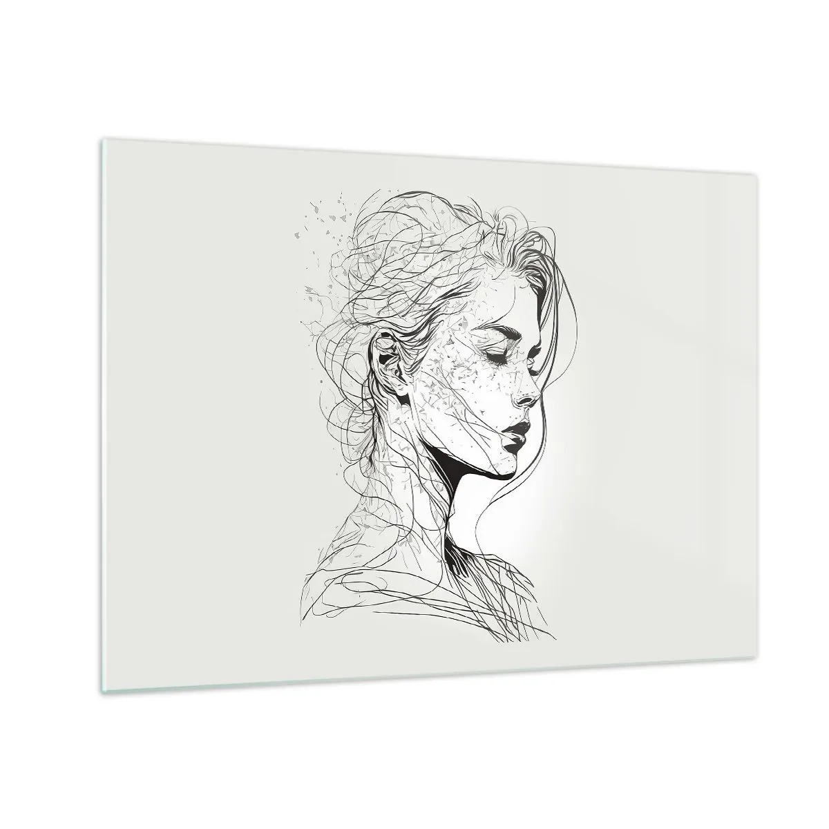 Tablou pe sticlă - Desenată cu linii - 70x50 cm