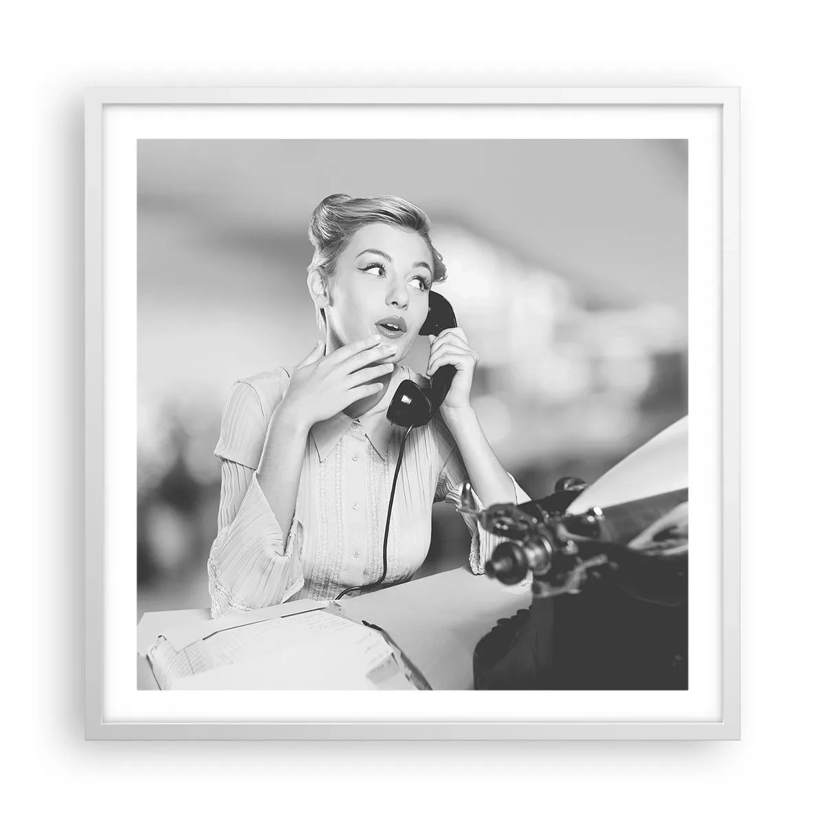 Poster în ramă albă - Bună ziua, suntem în anii '50. - 60x60 cm