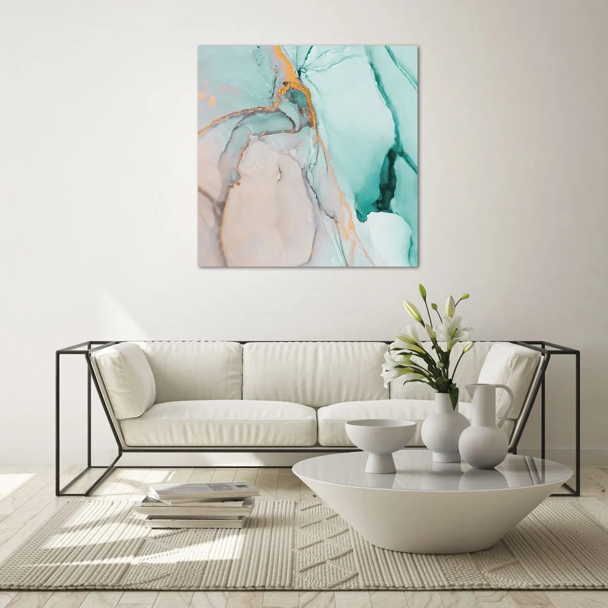 Tablou pe sticlă - Dansul formelor și al culorilor - 70x70 cm