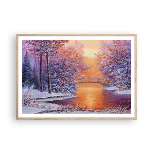 Poster în ramă de stejar deschis - Hai să ne întâlnim aici - 100x70 cm