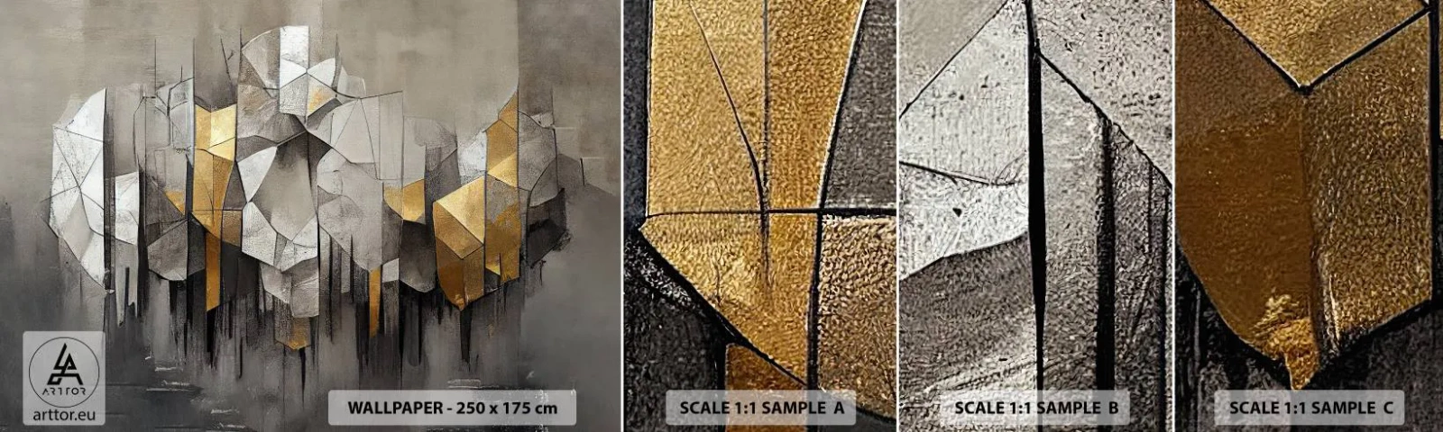 Mostră de Tapet Standard Eco - Compoziție de gheață și lumină - Abstracția, Bucată, Art Deco - 100x30 cm