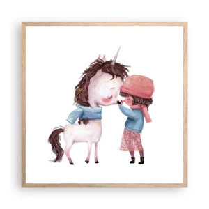 Poster în ramă de stejar deschis - O poveste de iarnă - 60x60 cm