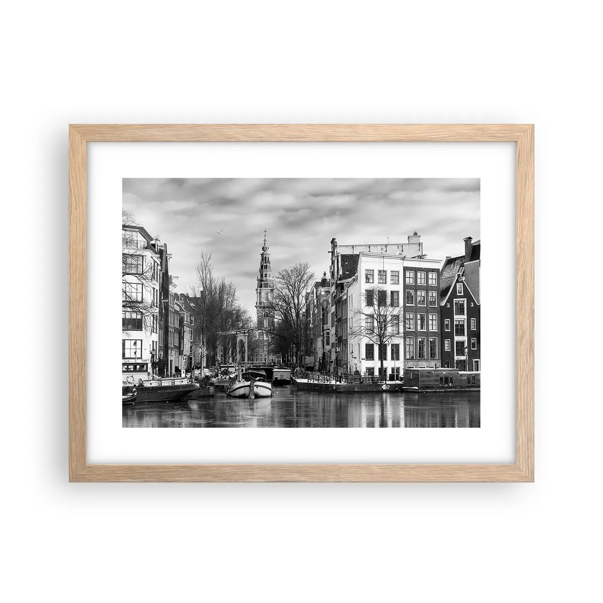 Poster în ramă de stejar deschis - Amsterdam vibes - 40x30 cm