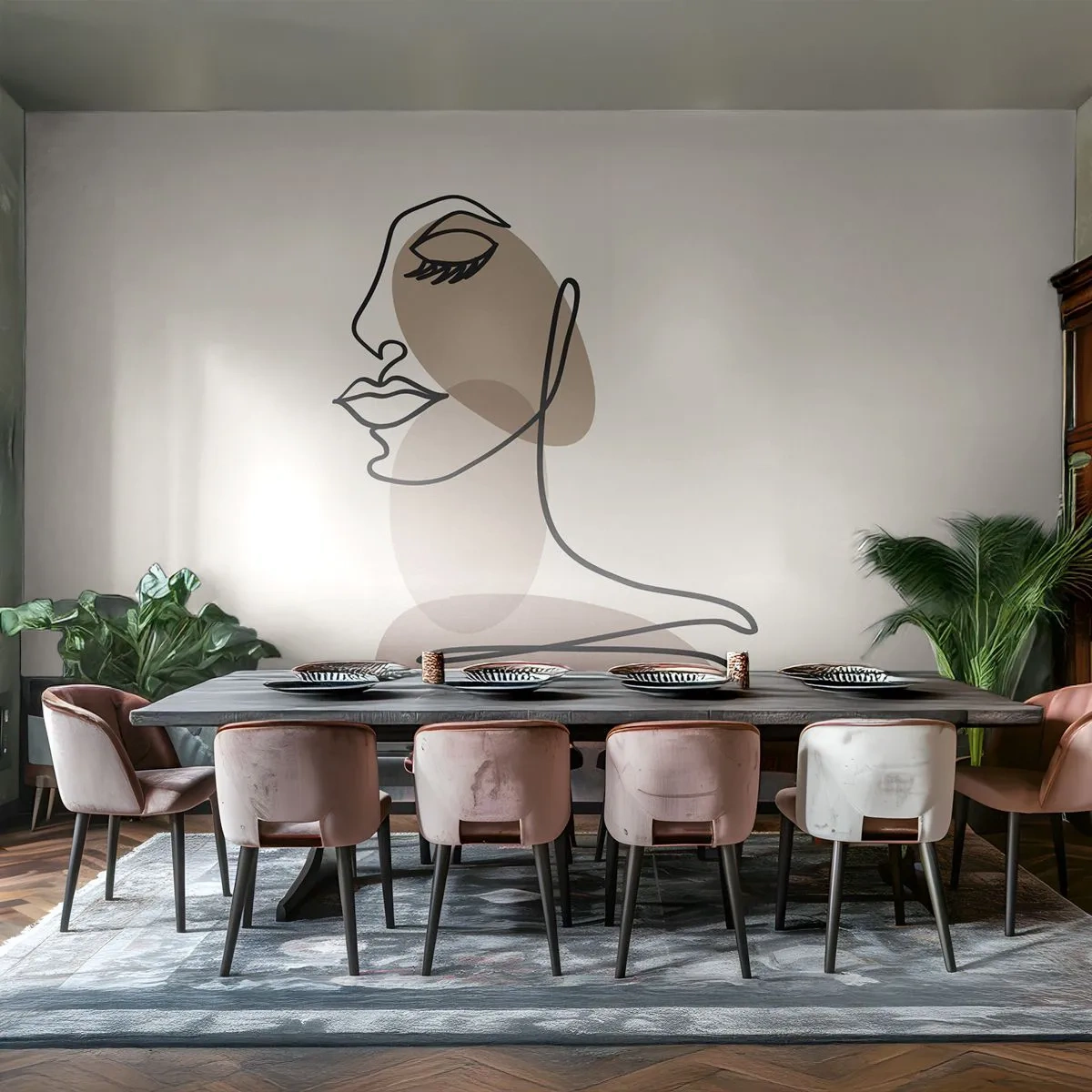 Tapet Premium Sand - O anumită linie de frumusețe - Abstracția, Chipul de femeie, Grafică - 150x105 cm