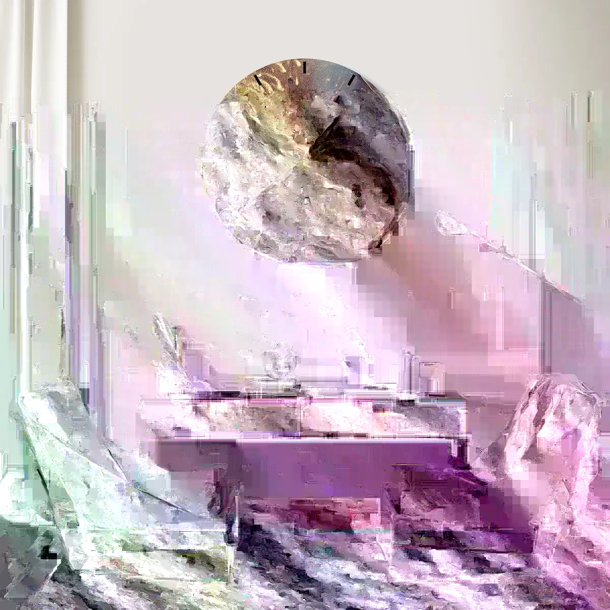 Ceas de perete - Ceas pe sticlă - Materie și spirit - 30x30 cm