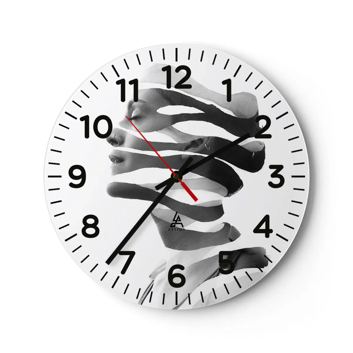Ceas de perete - Ceas pe sticlă - Un portret suprarealist - 40x40 cm