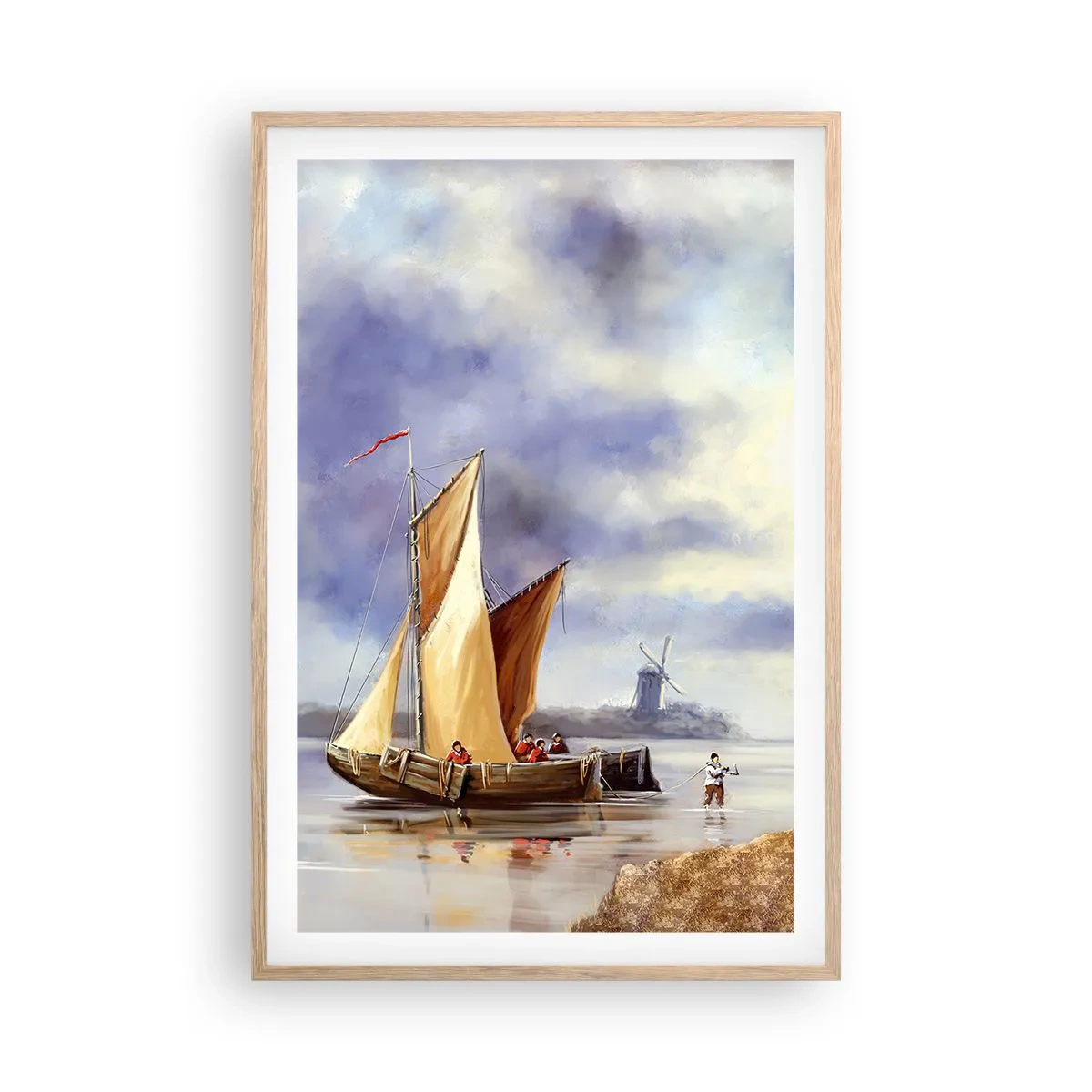 Poster în ramă de stejar deschis - Întoarcerea marinarilor - 61x91 cm