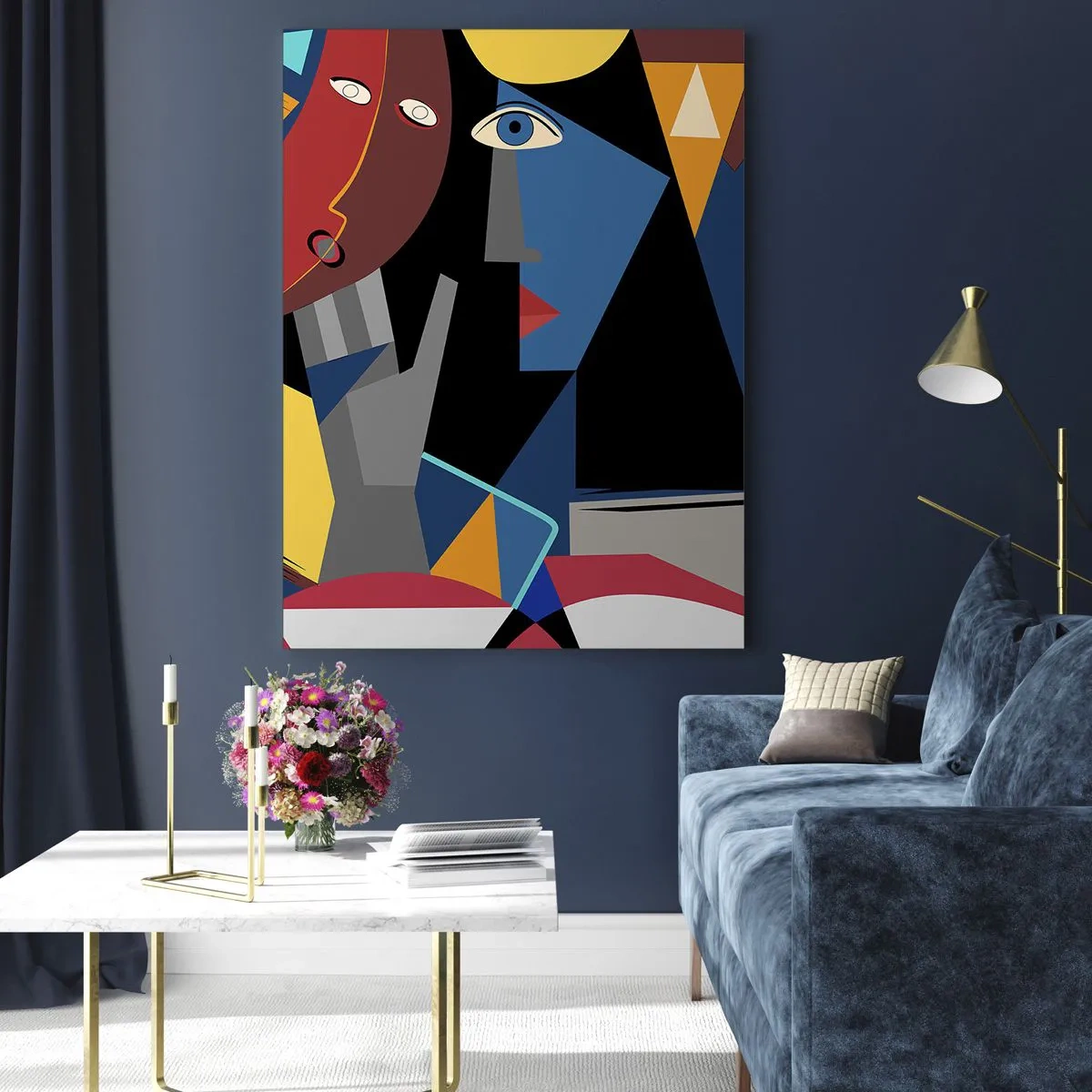 Tablou pe sticlă - Discuția cubiștilor - 50x70 cm
