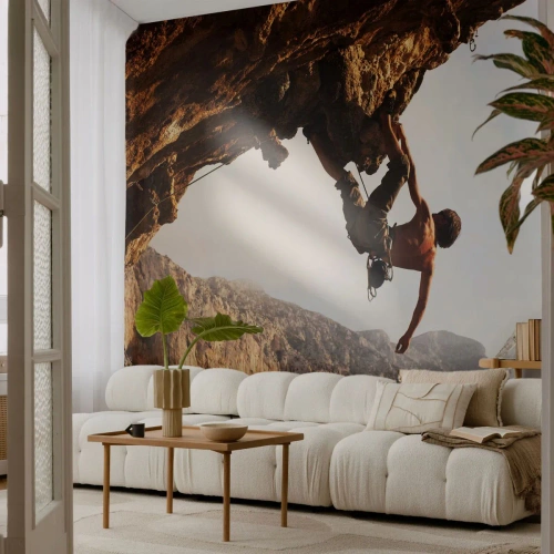 Tapet Premium Sand - Lumea s-a micșorat într-un pumn pe un afloriment de bolovani - Insula Kalymnos, Alpinism, Peisaj - 250x175 cm