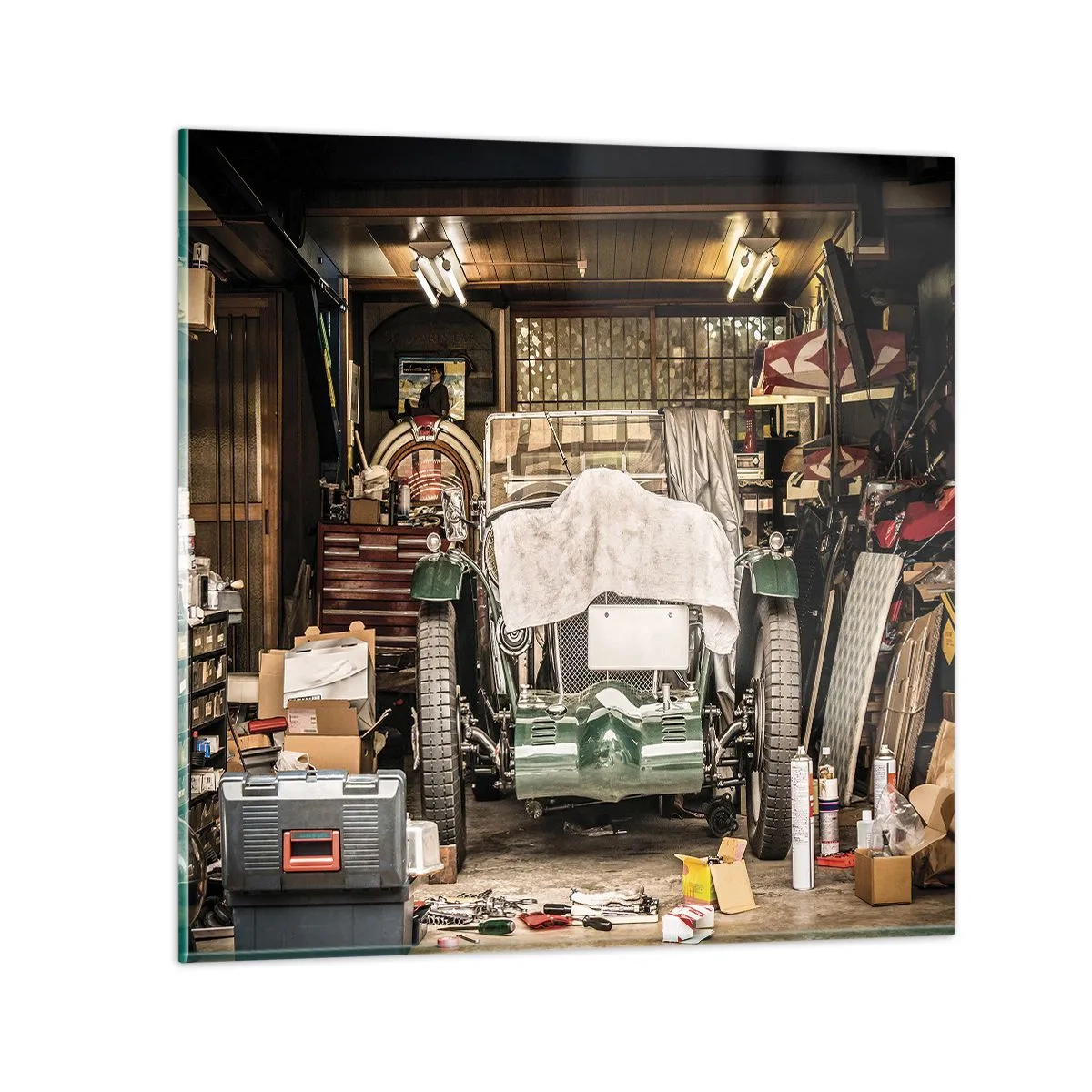 Tablou pe sticlă - Înapoi în trecut - 50x50 cm