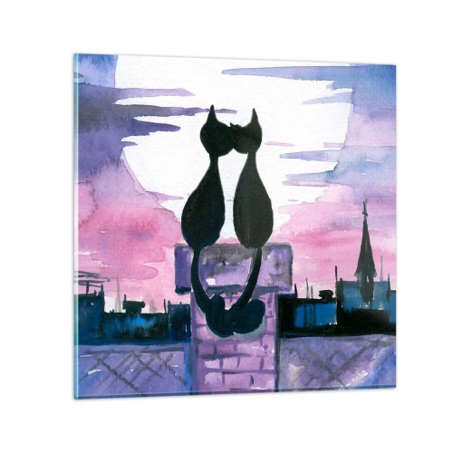 Tablou pe sticlă - Rendez-vous sub lună - 30x30 cm