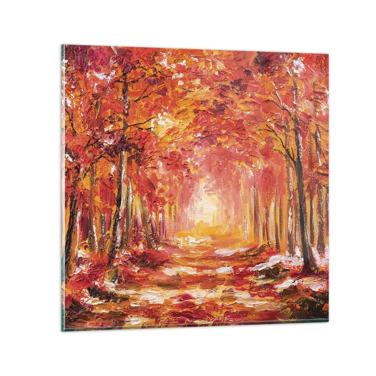 Tablou pe sticlă - Pădurea de cupru - 40x40 cm