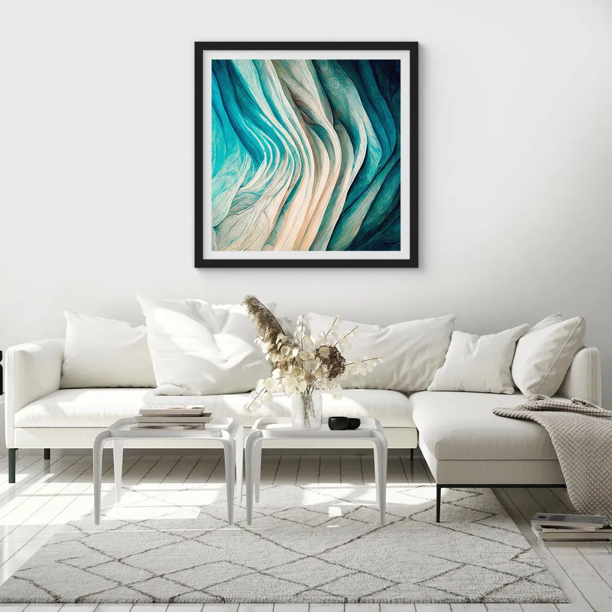 Poster în ramă neagră - Insațiabilitate albastră - 40x40 cm