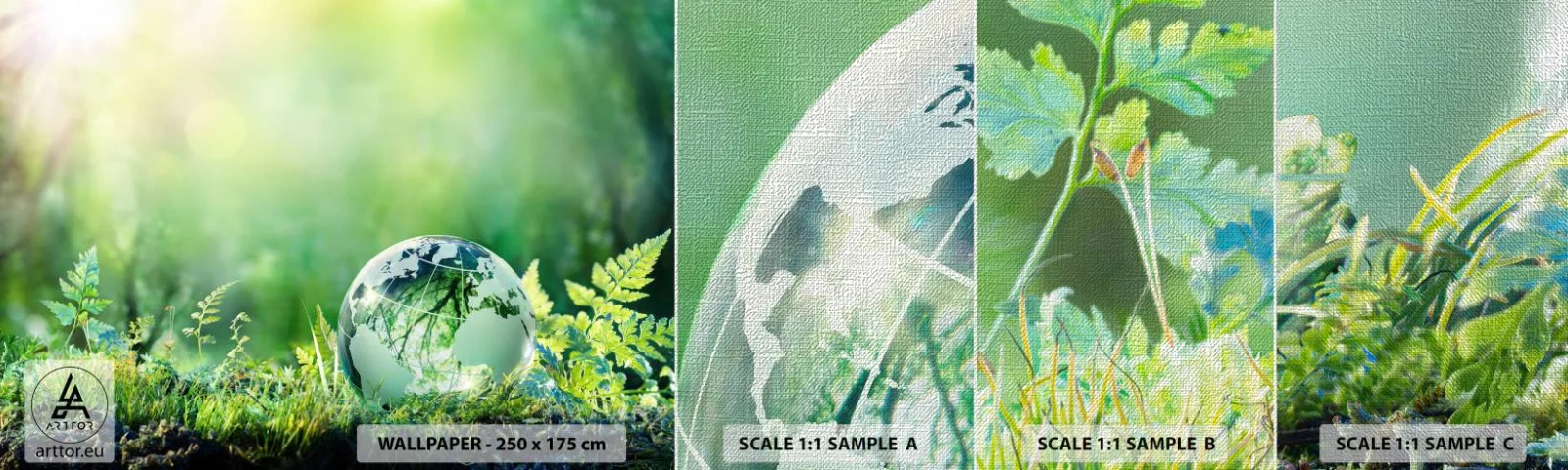 Mostră tapet Premium Canvas - Planeta verde - Abstracția, Ferigă, Natură - 100x30 cm