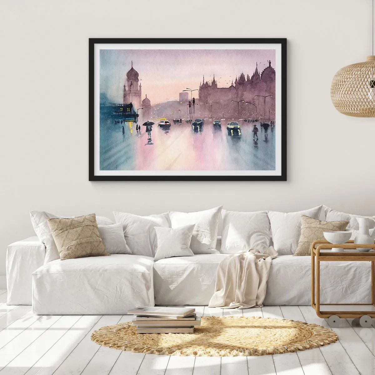 Poster în ramă neagră - Într-o ceață ploioasă - 40x30 cm