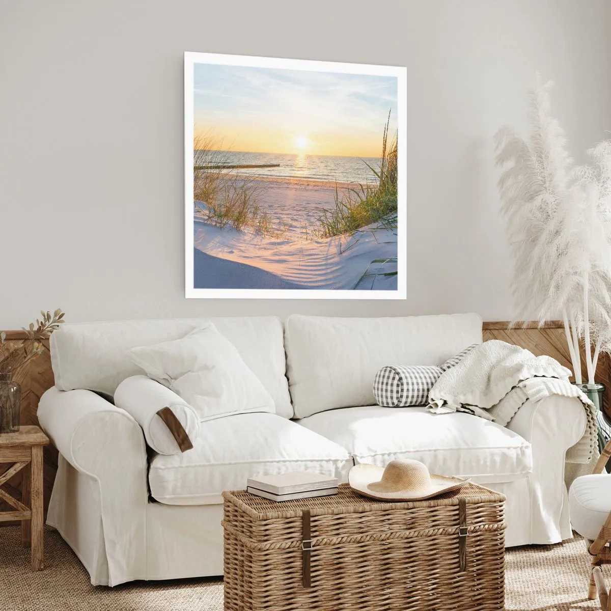 Poster - Zumzet de mare, o plajă sălbatică printre ierburi... - 60x60 cm