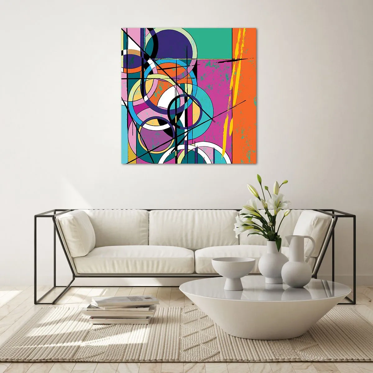 Tablou pe sticlă - Roată cu roată - 40x40 cm
