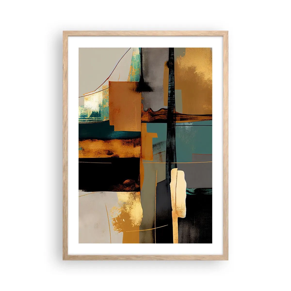 Poster în ramă de stejar deschis - Abstracția - lumină și umbră - 50x70 cm